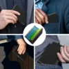Slim RFID Blocking Stainless Steel Brush Credit Card Holder Wallet For Mens - Image 4