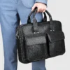 Leather briefcase business storage shoulder bag laptop bag gift - Image 3