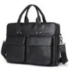 Leather briefcase business storage shoulder bag laptop bag gift - Image 4