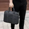 Vintage men's briefcase leather business laptop bag custom gift - Image 6