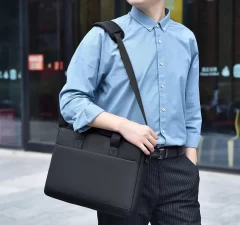 Multilayer laptop bag PU shoulder briefcase gift bag custom logo - Image 4