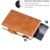 Genuine Leather Metal Wallet RFID Anti-theft Aluminum Purse - Image 8